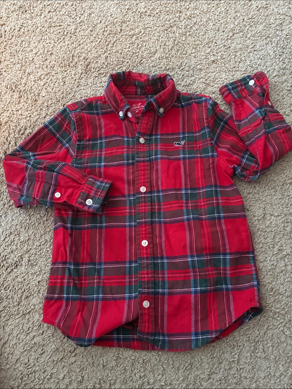 Vineyard Vines Red Plaid Button-Down Shirt  boys size 4T